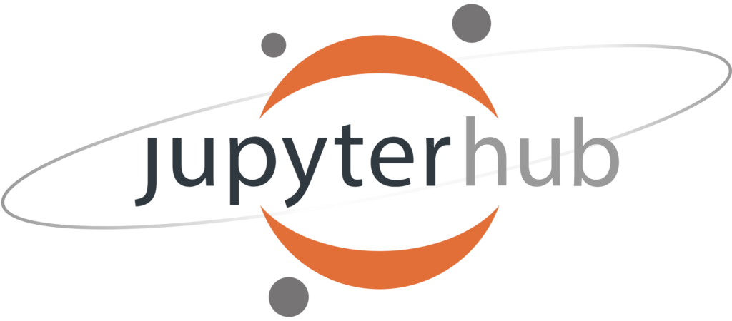 The icon of the Jupyterhub in gray and orange with a black and gray lettering.