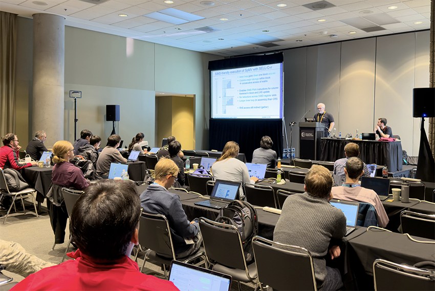 Dr. Georg Hager as a speaker at a tutorial.