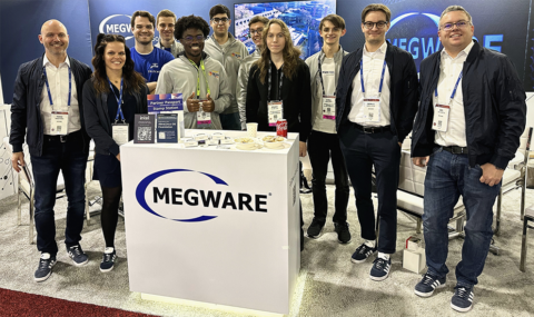 The cluster competition team FAUcet and their sponsor Megware.