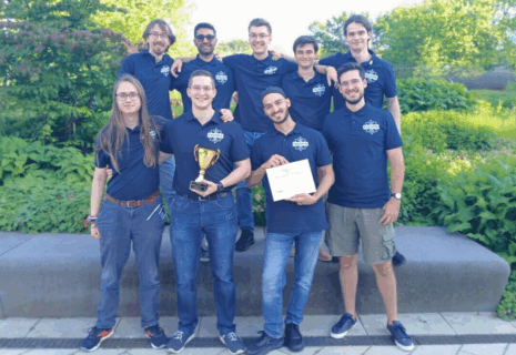 SCC Team FAUSION celebrates third place at the competition with their trophy. (Image: J. Carl, NHR@FAU)