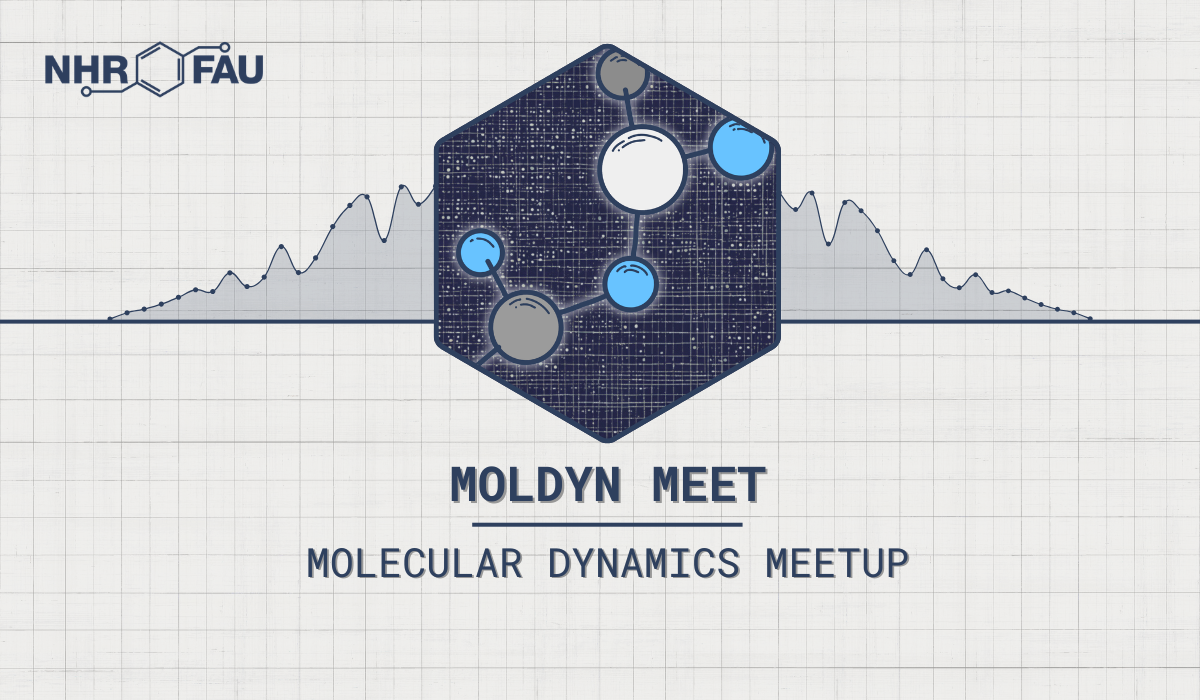 The logo of the MolDyn Meet (Molecular Dynamics Meet-Up) at the NHR@FAU.