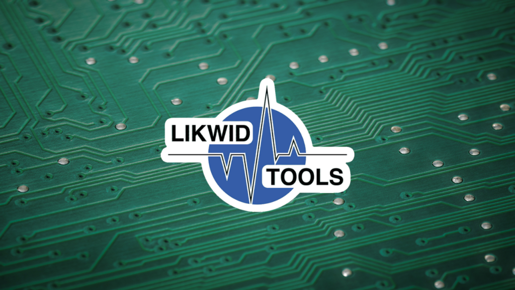 The close-up of a green circuit board. The LIKWID Tools logo is in the foreground.